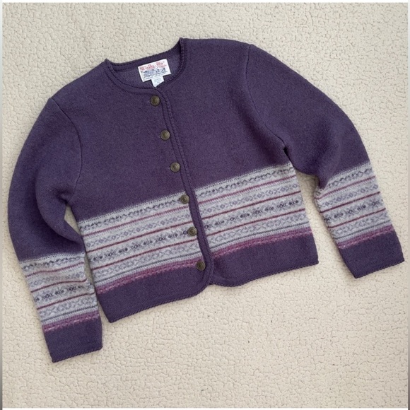 Vintages Purple Tally Ho Button-Front Cardigan with snowflake motif - Picture 1 of 6